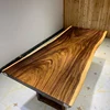 Nice wood grain wood slab live edge dark walnut dining table