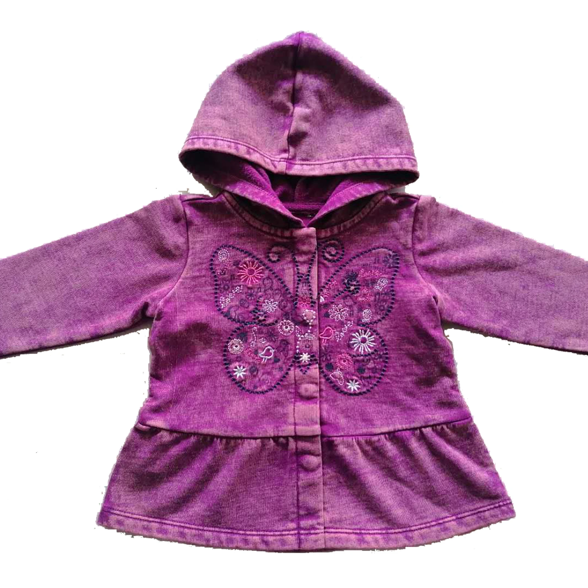 
Fashion Garment Wash New Girl Baby Snap Button Opened Hooded Shirt For Winter Season 100%Cotton Fleece Design Material 