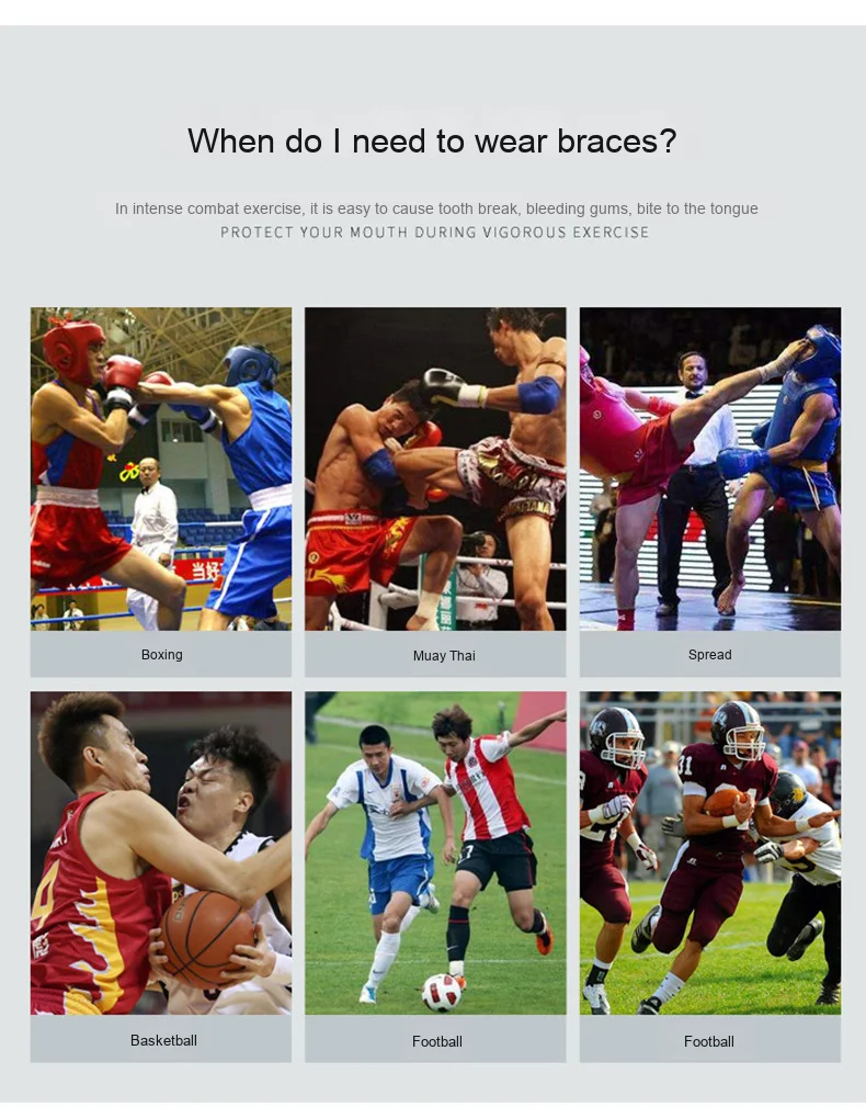 Two-Color Safety Teeth Protector Mouthguard Contact Sports Gear for Boxing MMA Football Basketball Muay Taekwondo Other Sports