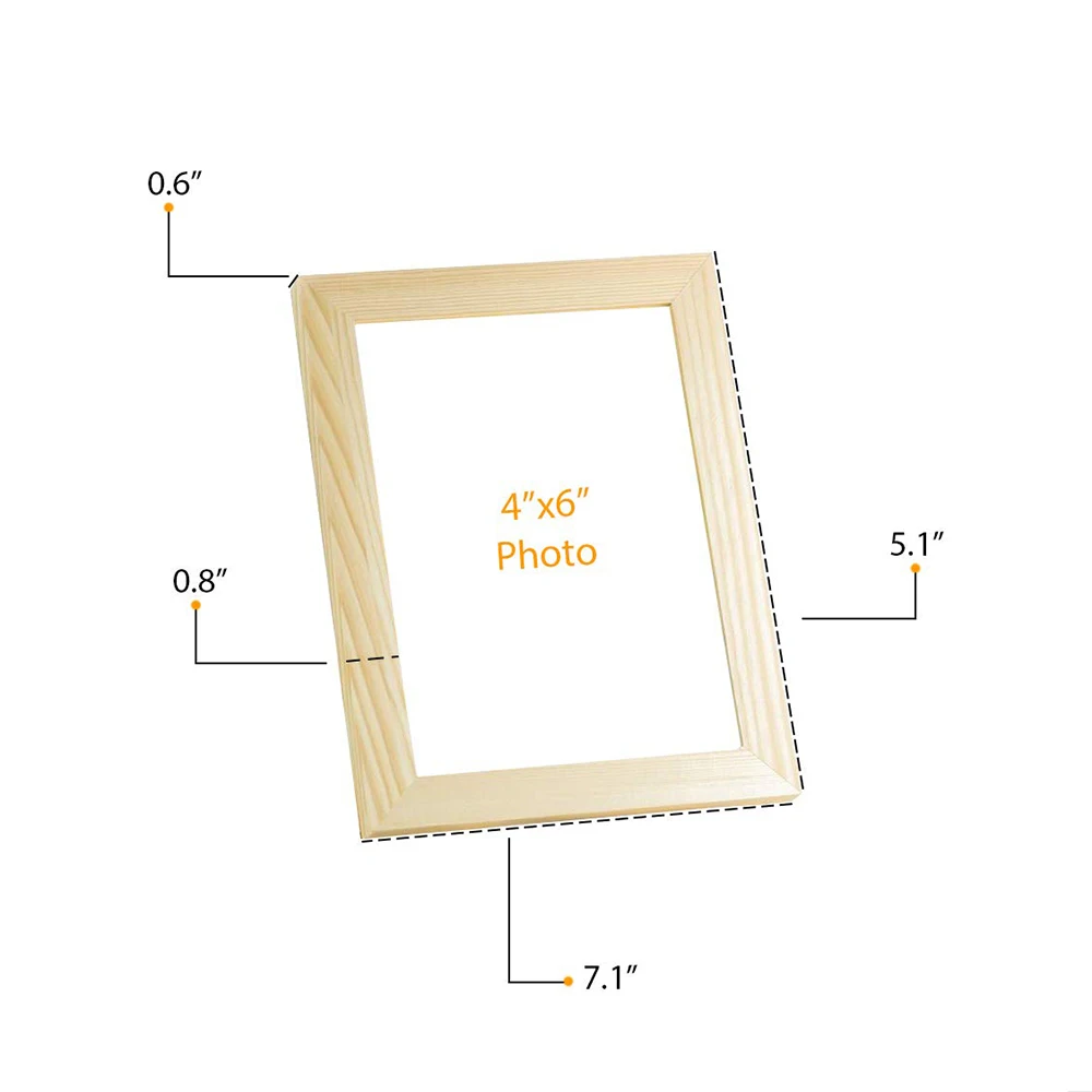 Diy Projects Unfinished Solid Crafting Wooden Picture Frames For 4x6 ...