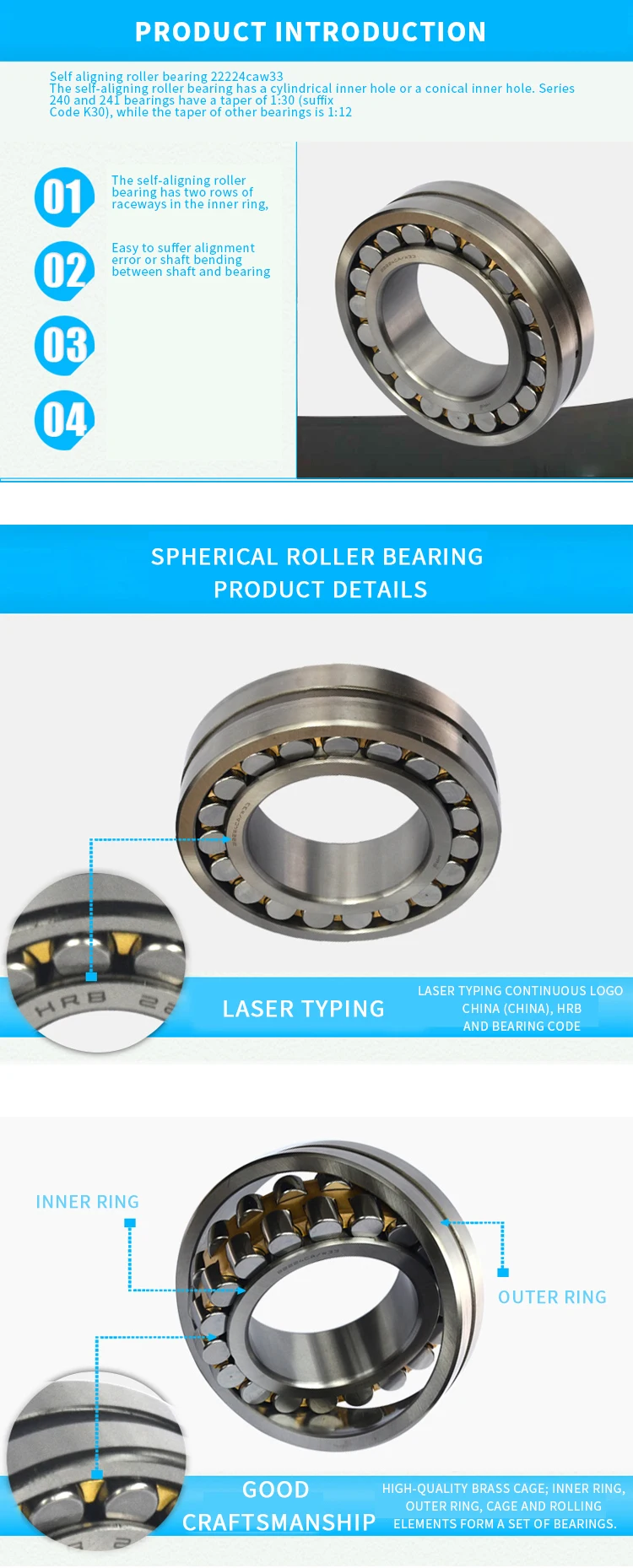 High quality spherical self-aligning roller ball bearing 1206k