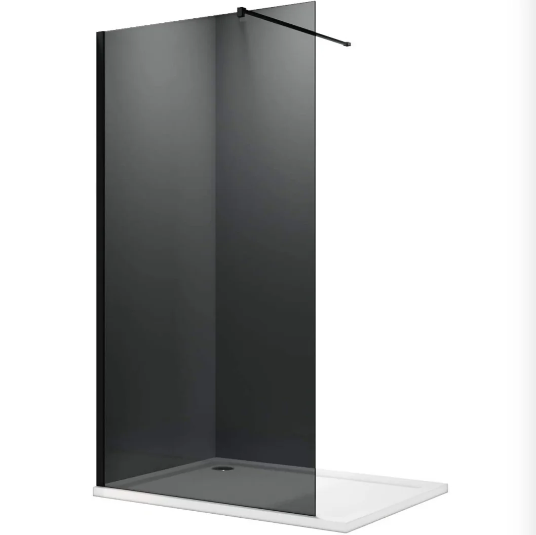 Walk In Shower Enclosure 8mm Dark Grey Easy Clean Safety Glass Shower
