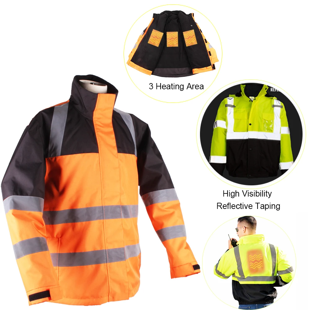 Mens Hi Vis Reflective Safety Construction Battery Heated Workwear ...
