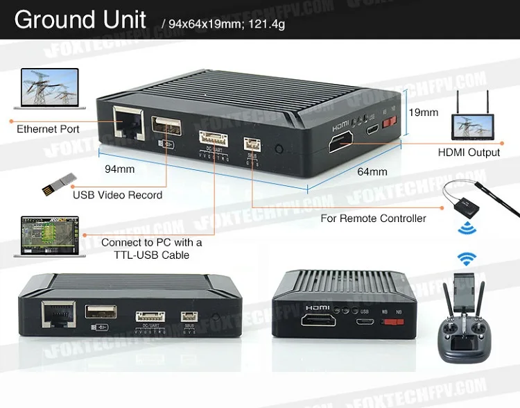Foxtech Vdc15 15km Vdc Long Range Video/data/rc Transmission System