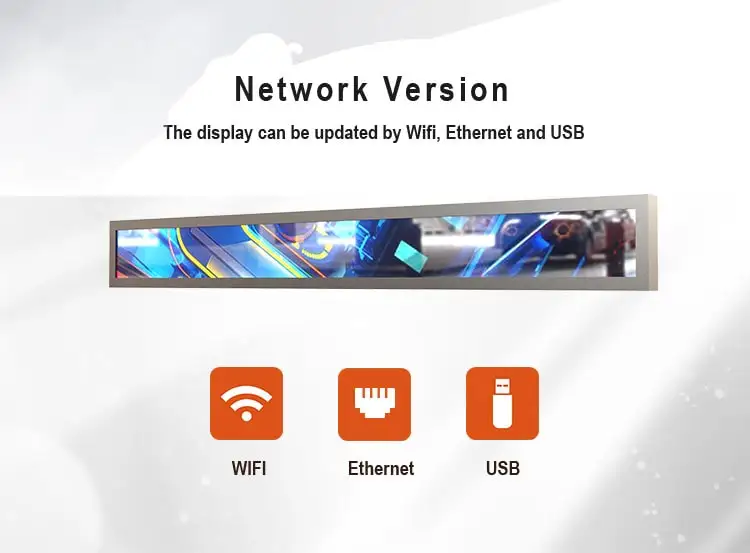 ultra-wide replacement led tv shop indoor hd strip advertising stretch ultra wide monitor shelf edge touch bar type lcd screen