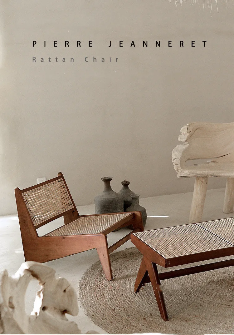 rattan living room furniture indoor on Dreamhause Indoor Simple Design Pierre Jeanneret Le Corbusier Chair Solid Wood Rattan Living Room Lounge Armchair And Bench Buy Concrete Patio Benches Rattan Wood Dining Chair Patio Glider Bench Bed End Bench Product