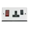 UK supply polished chrome black cooker control unit 45A switch+13A socket