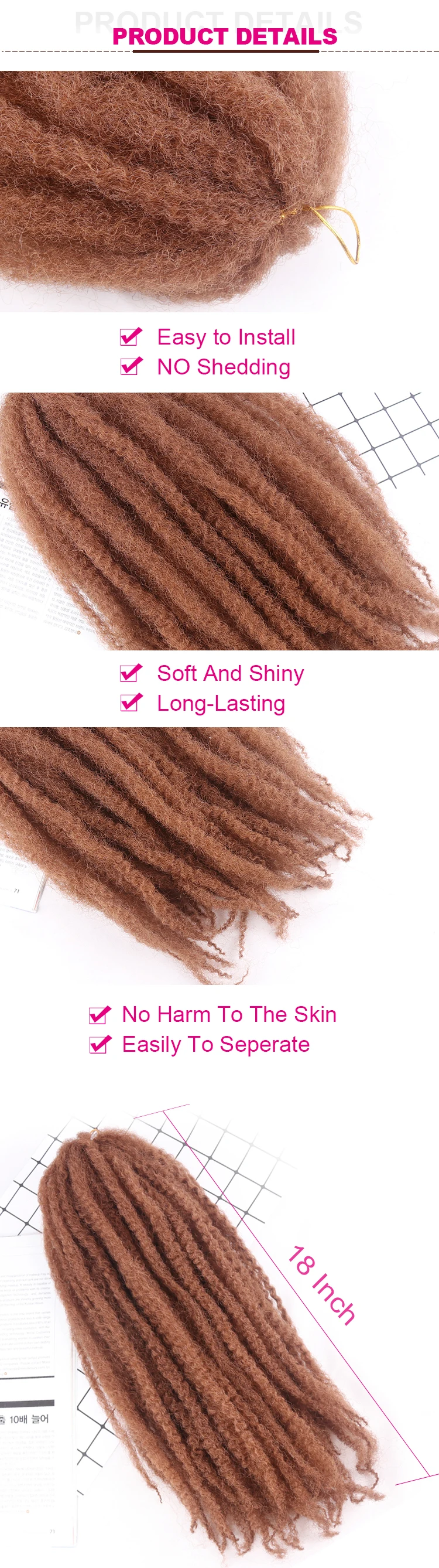 RTS Jamaica Soft N Silky Ombre Dreadlocks Synthetic Darling Kinki Afro Kinky Extension Marley Crotchet Braids Cuban Twist Hair