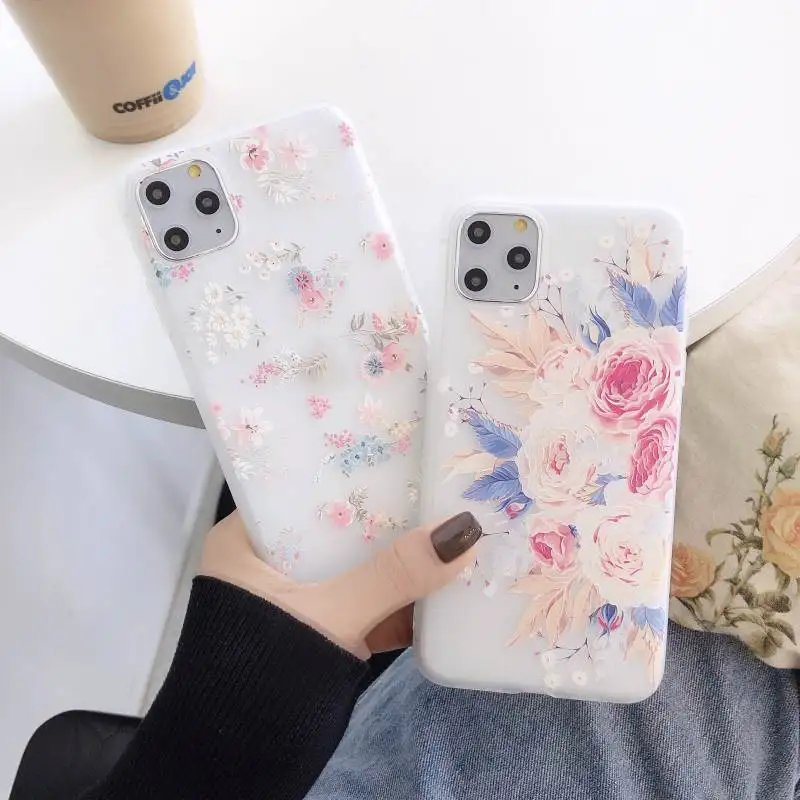 For Redmi Note 8 8T 9 9S Pro 9A 9C K20 K30 10X 4G 5G Soft TPU Phone Case For Xiaomi 9T 10 CC9E Lite A1 A2 Embossed Floral Cover