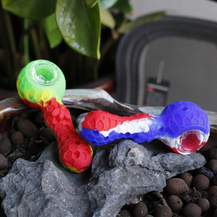 Modern Silicone Smoke Weed Honeybee Travel Hand Tobacco Smoking Pipes