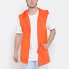 wholesale custom cotton sleeveless orange zipper up hooded jacket for men