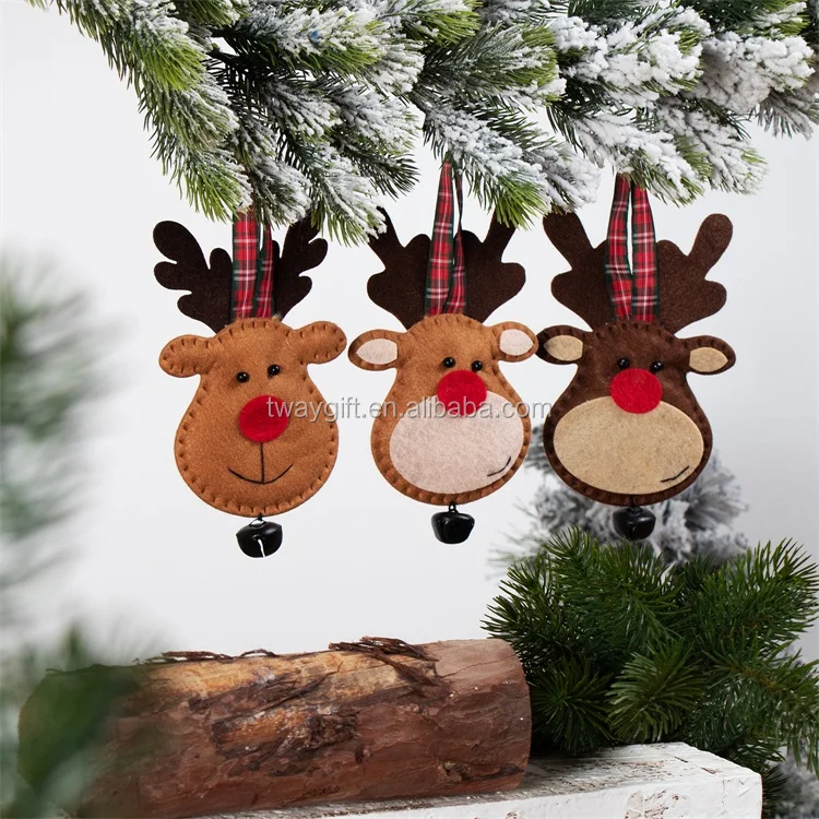 Source 5 inch Xmas Tree Hanging Reindeer Moose Christmas Felt ...