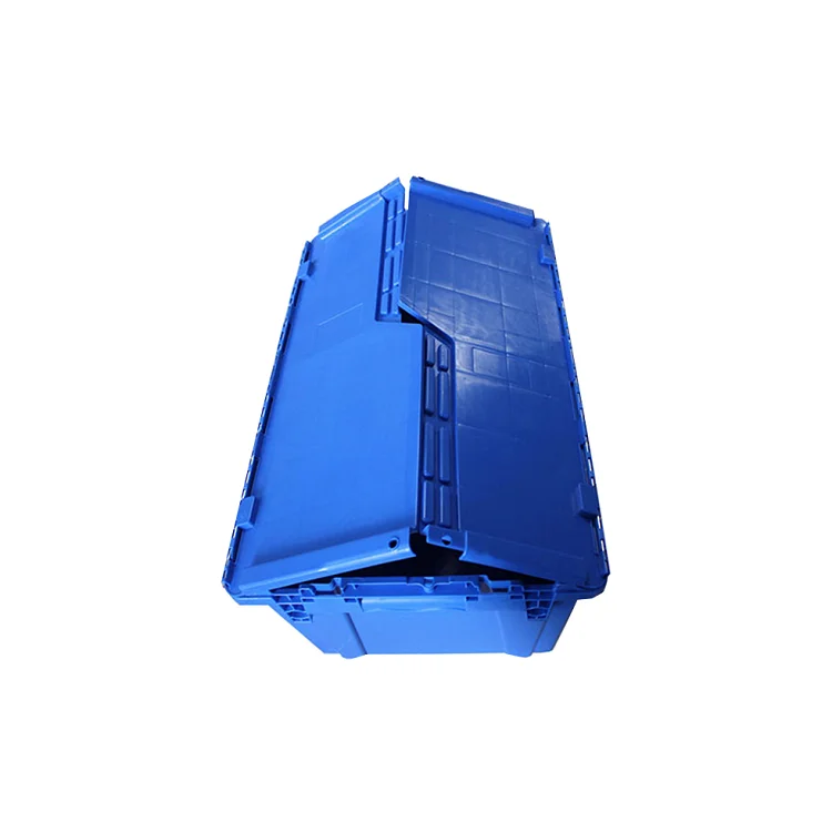Wholesale Stackable Attached Lid Cheap Blue Plastic Moving Boxes For