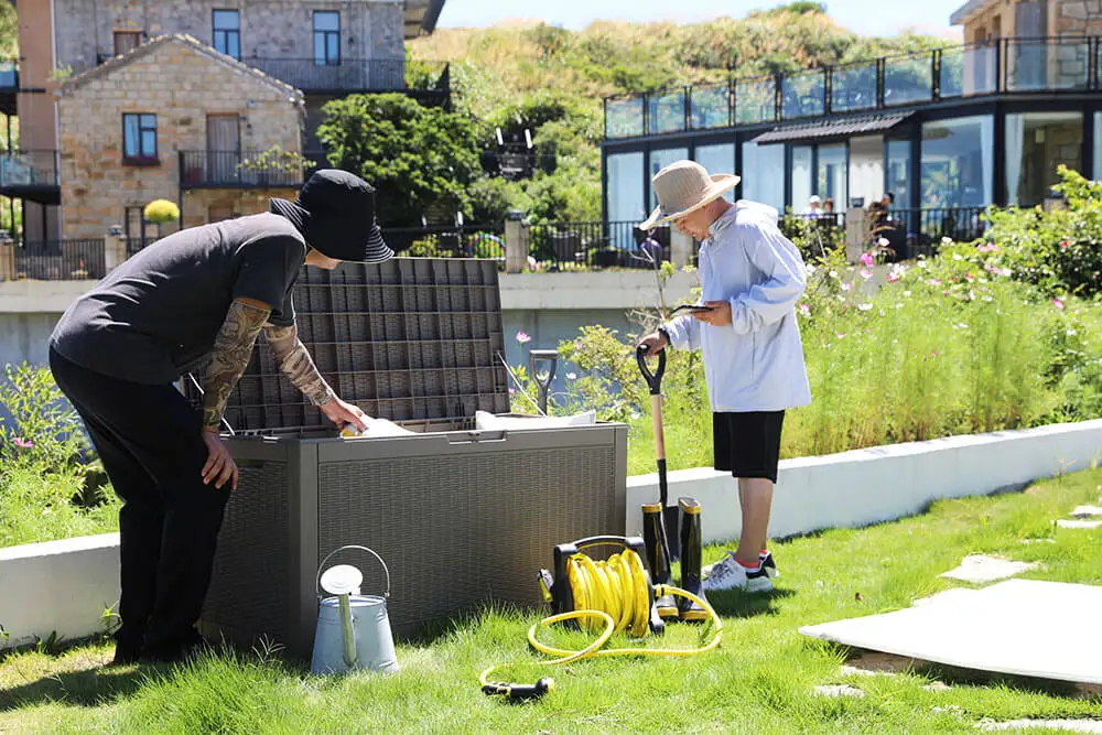 380l/100gal Impermeable Banco Cubierta Cobertizo De Jardín Contenedor