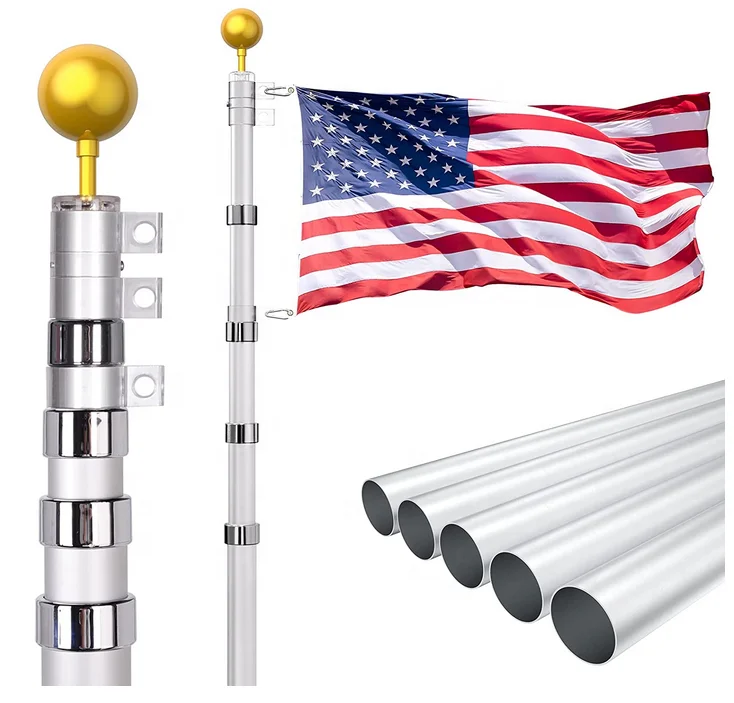 25 Ft Flag Pole Kit,Extra Heavy Duty Aluminum Ground Flag Poles,Outdoor ...