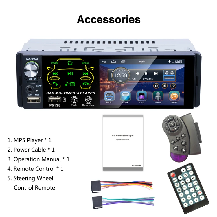 Rearview Audio Player Car Mp3 Mp5 Bt Call U Disk Card Aux Radio Player