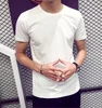 Men T Shirt Casual Loose Short Sleeve Slim Men's Basic Tops Tees Summer Stretch Solid T-shirt Male Clothing White