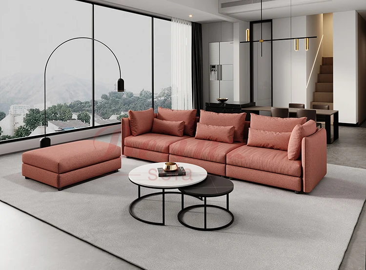 布艺小意大利风格客厅两座沙发