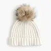 New Winter Shining Hats Fur Pom Pom Classic Beanie Hats Wool Top Hats