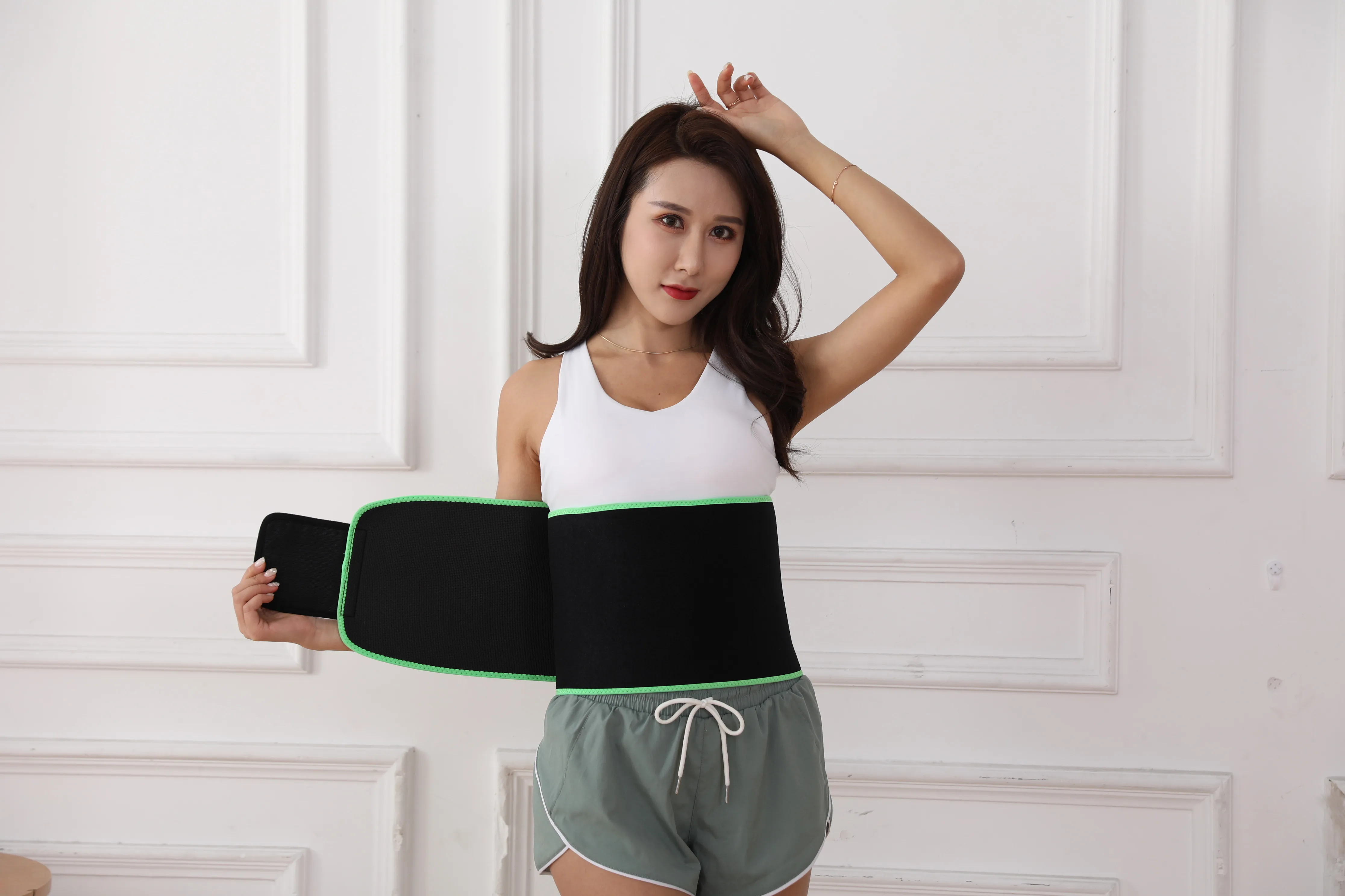 热销亚马逊畅销双层运动腰带腰部训练器塑形器女士可调氯丁橡胶腰部