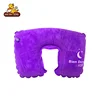 promotional eco friendly purple flocking pvc plush inflatable travel neck pillow with logo printing