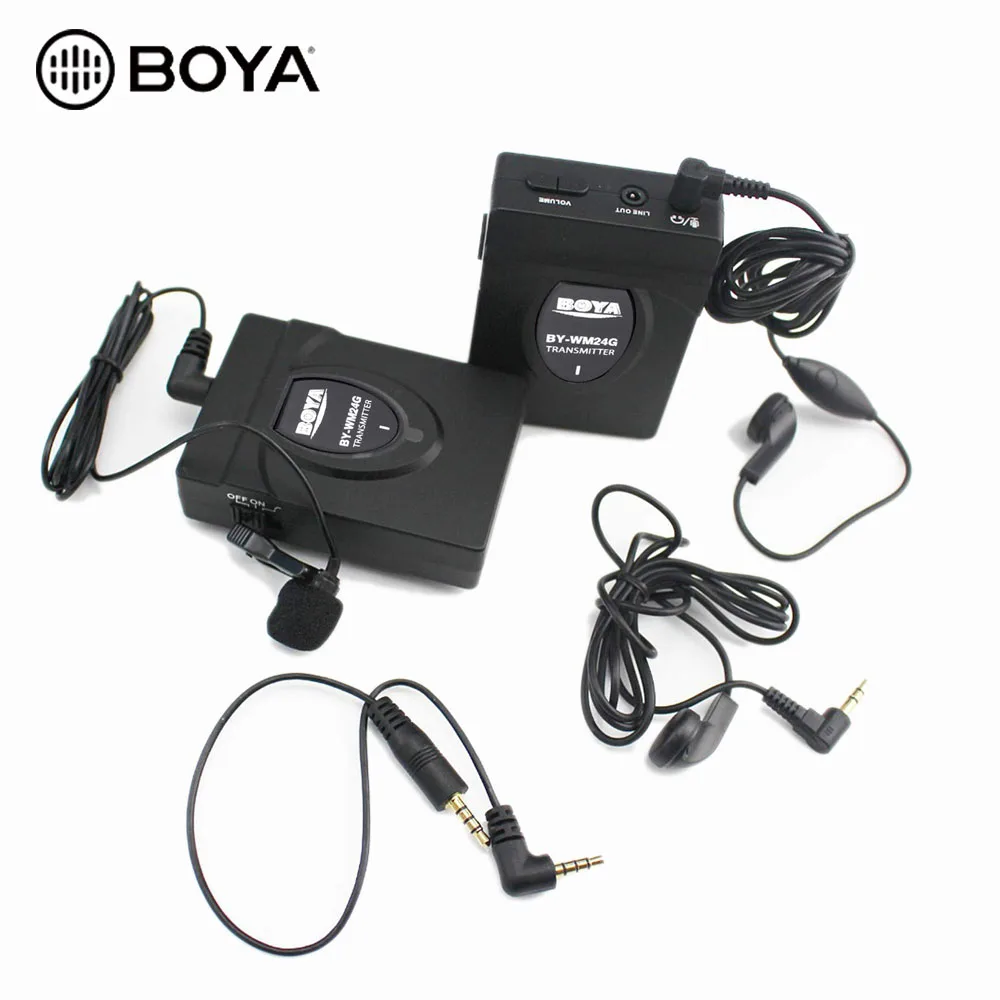 Boya By-wm24g Wireless Lavalier Microphone System Recording Real 