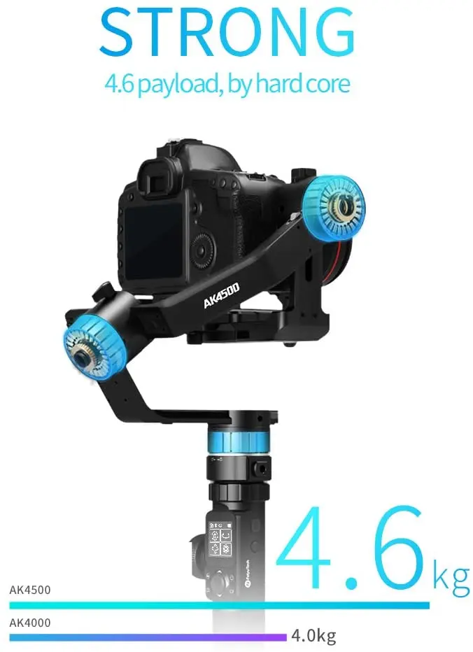 Feiyu tech AK4500 Aluminum 3 axis handheld DSLR camera video gimbal stabilizer for camera