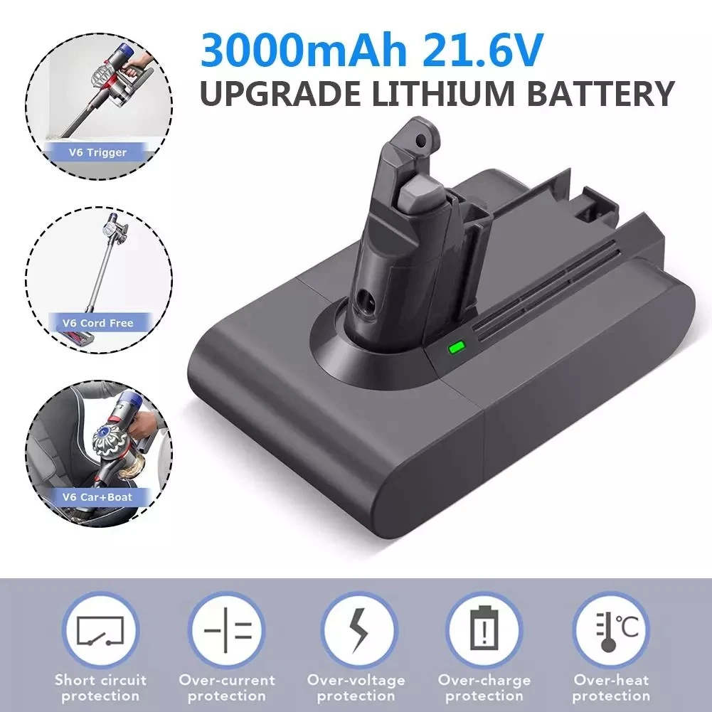 3000mah 21 6v Upgraded Lithium Battery Replacement Battery For Dyson V6 Dc62 Dc58 Dc59 Dc74 Handheld Vacuum Absorber Replacement Buy 3000mah 21 6v Upgraded Lithium Battery Replacement Battery For Dyson V6 Dc62 Dc58