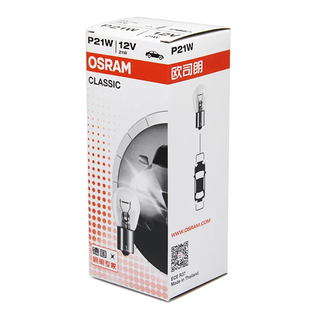 OSRAM ORIGINAL signal lamps with metal bases feature P21W 7506 12V 21W BA15s made in Thailand Auxiliary lamp