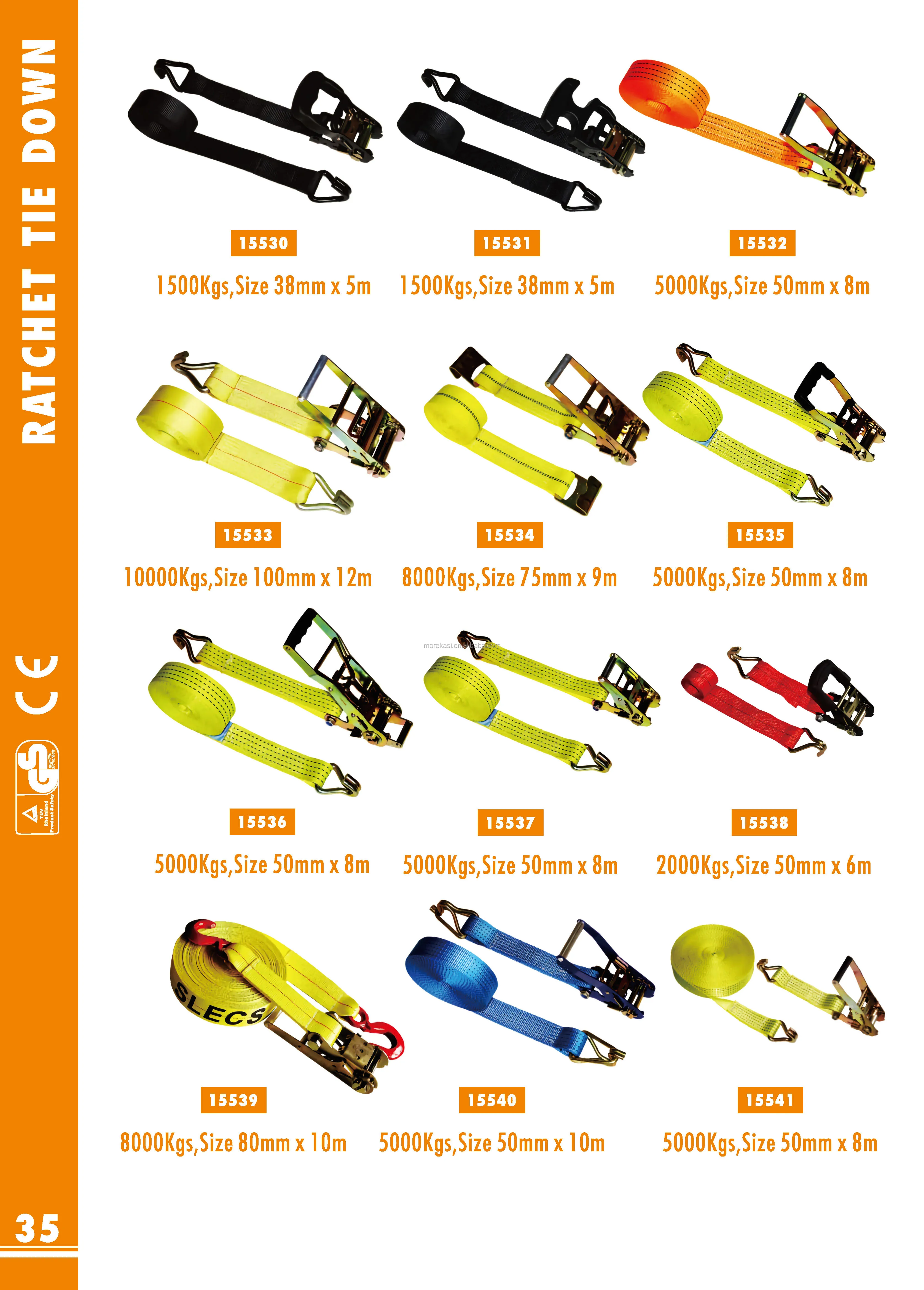TIIKERI High Quality Truck Car Cargo Lashing Straps ratchet axle tie down straps Heavy Duty Cargo Lashing Straps
