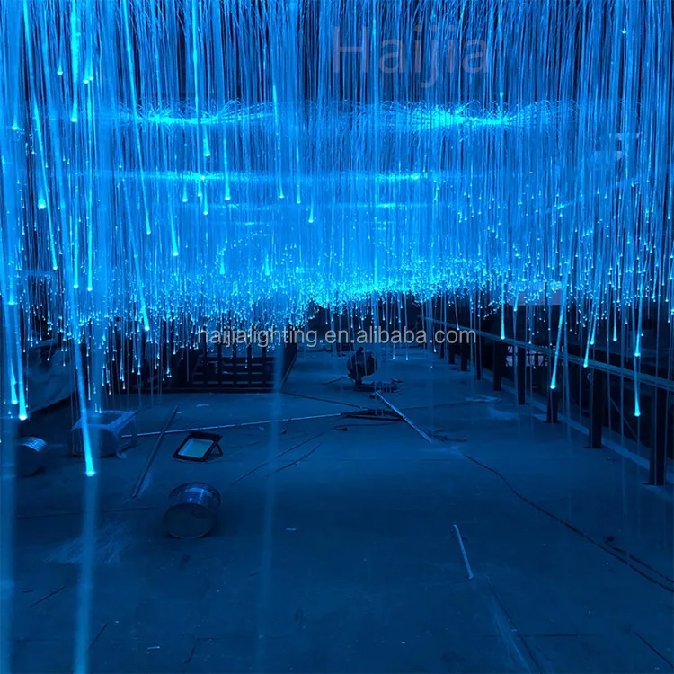 Vertical Drooping Sparkle And End Glow Fiber Optic Rope Chandelier