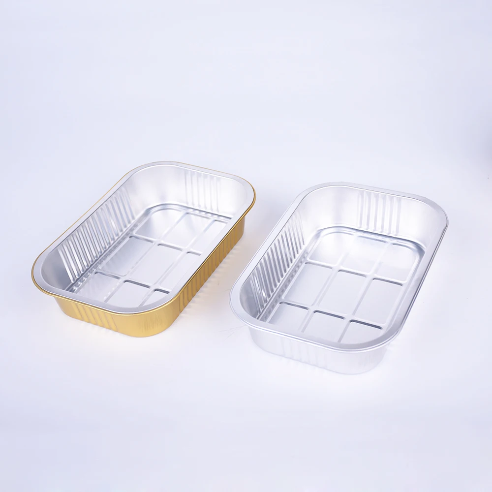 Disposable Aluminium Foil Box House Use Food Container Gold Frying Pan