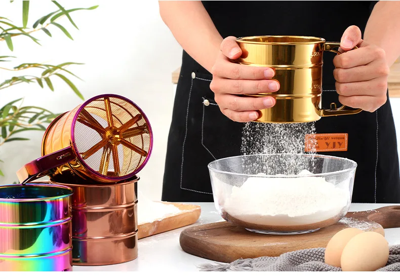 Stainless Steel Handpressed Face Sieve Baking Tool Handoperated