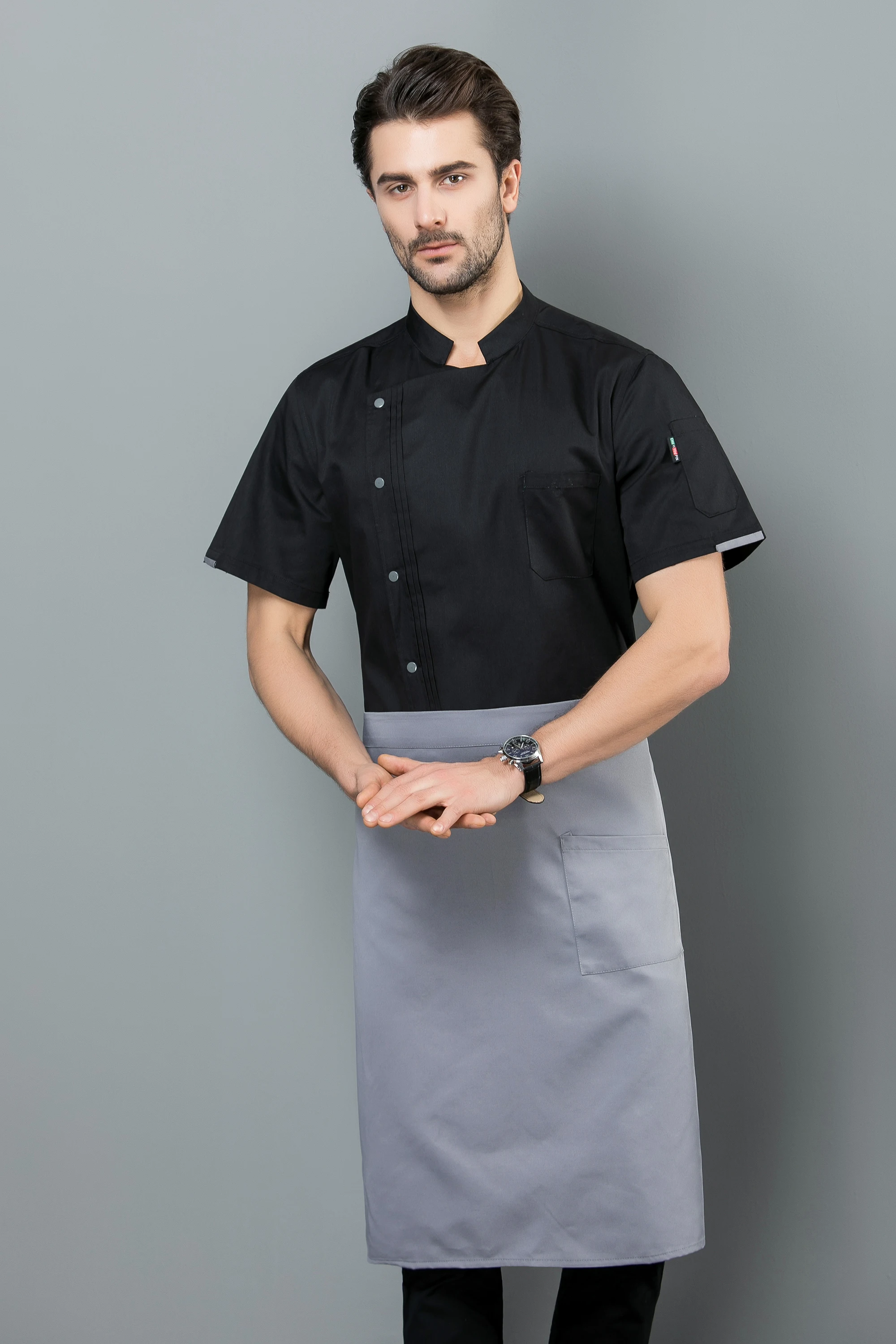 unisex kitchen chef uniforms 2 colors short sleeved chef shirt