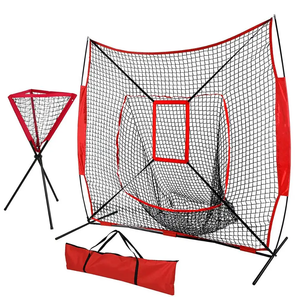 Baseball Practice Hitting Pitching Net With Strike Zone Target And Bow