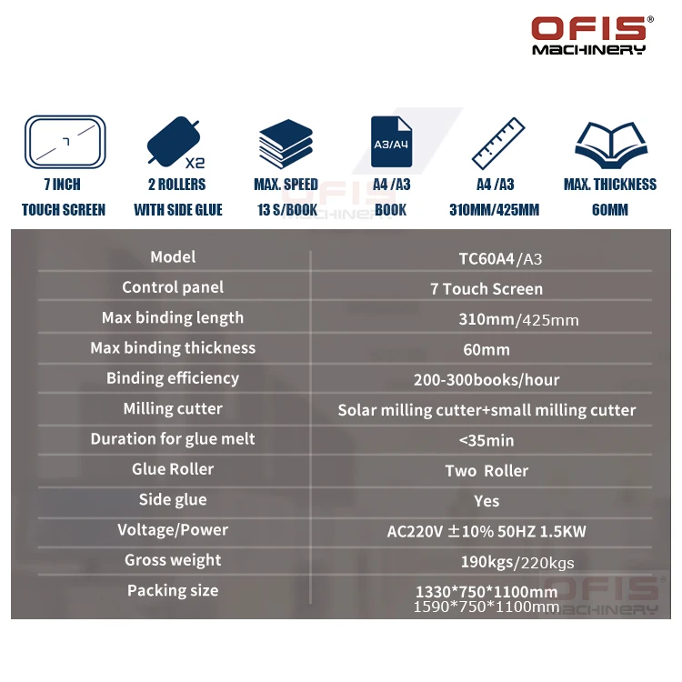 New Hotmelt Glue Book Binding Machine with Side Glue TC60A4