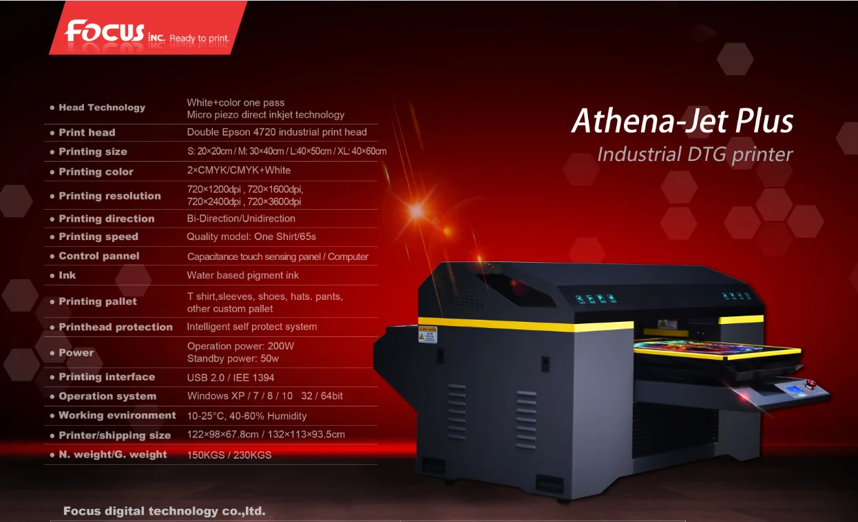 Reasonable Price A2 Size Athena-Jet DTG T Shirt Printer - China