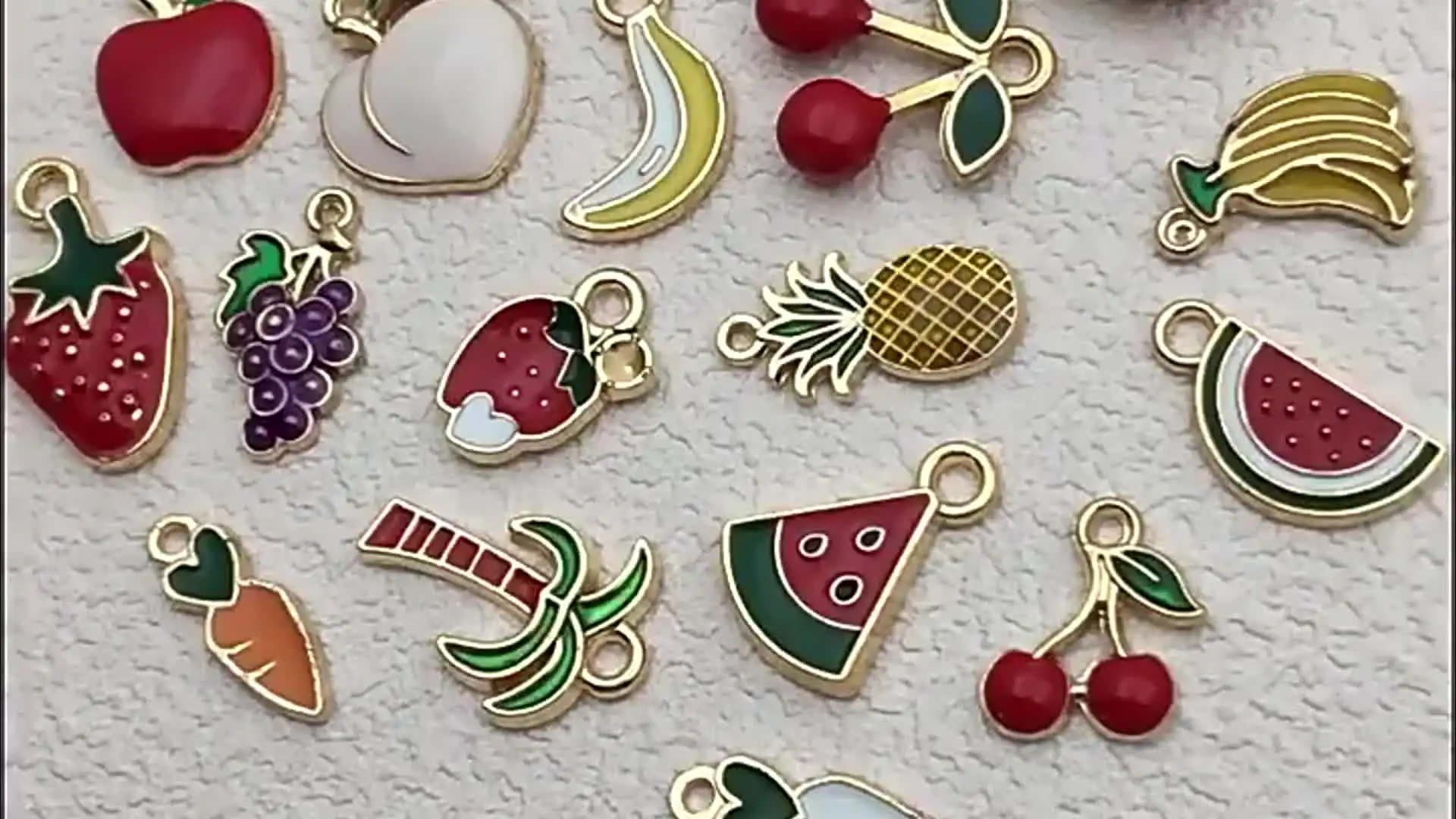 Gold Plated Orange Cherry Fruit Charm Pendant Set For Jewelry Making