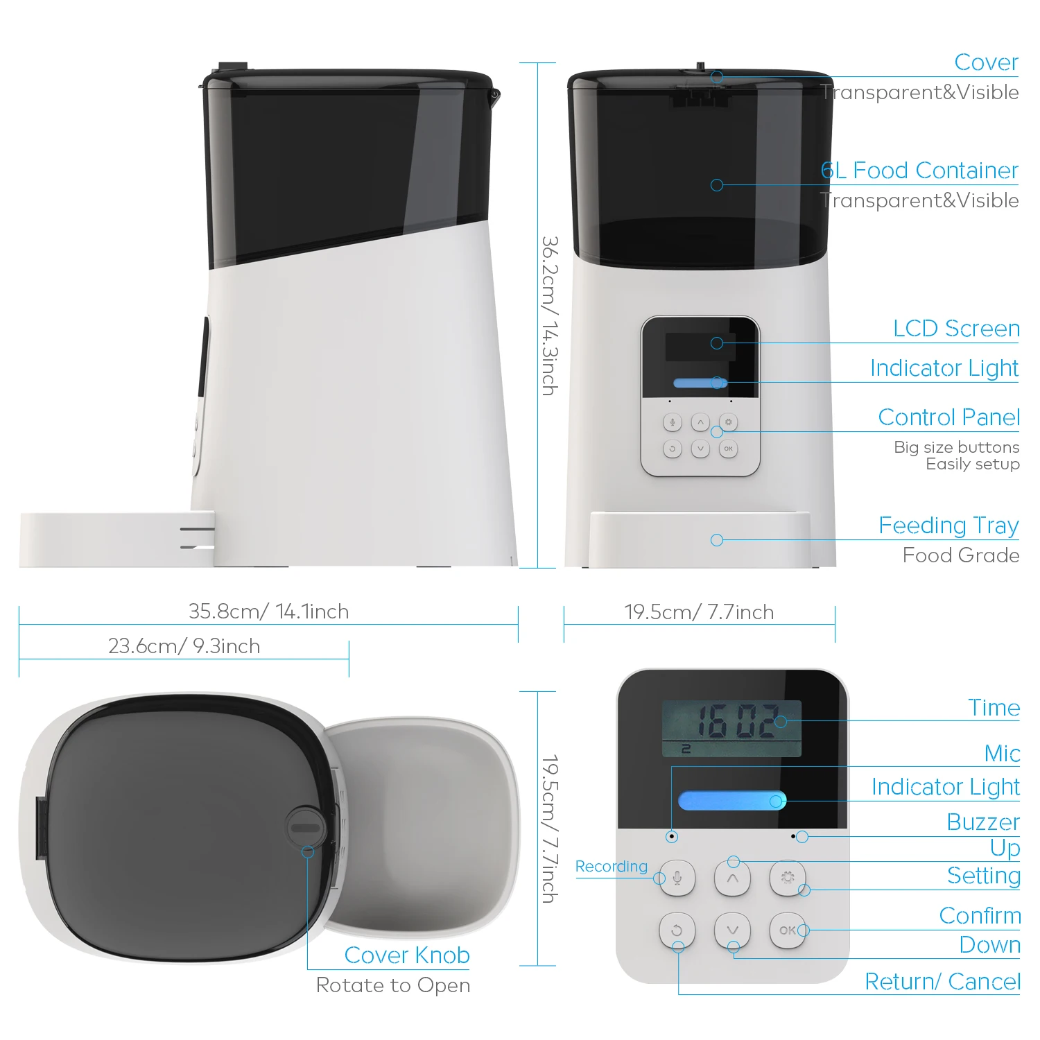 Wifi Remote Control Auto Dog Feeder Pet Bowls Feeder Smart Automatic