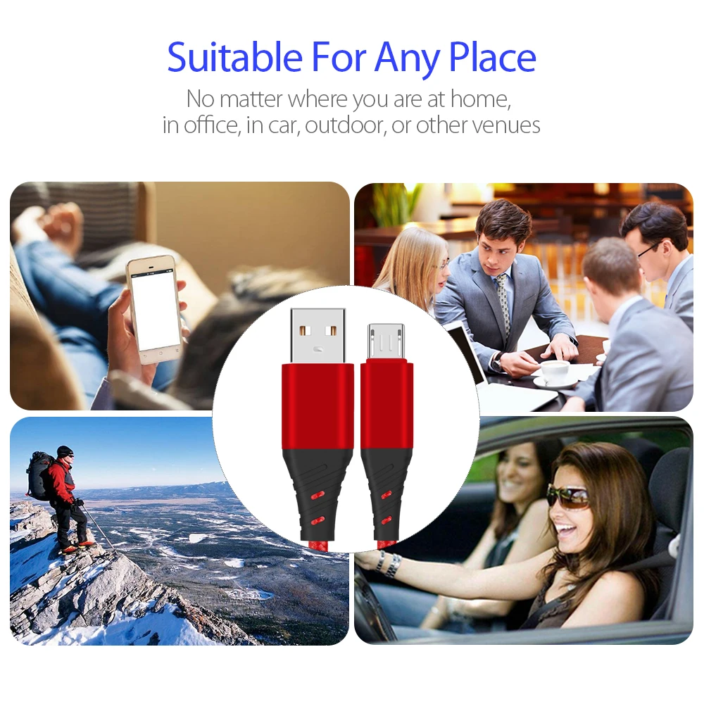fast charging & data syncing OEM ODM micro usb cable with nylon braided for android phone - ANKUX.COM
