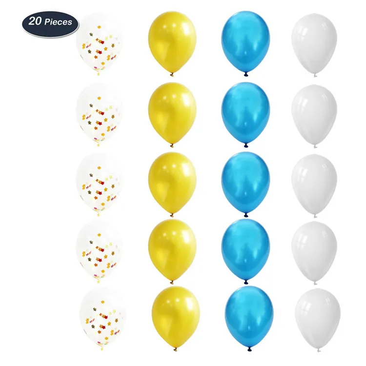 UMISS PAPER Blue Theme Birthday Party Supplies Cake Flag Banners Happy Birthday Pattern Balloons Spirals Paper Flower Balls Suitable for Boys and Girls 