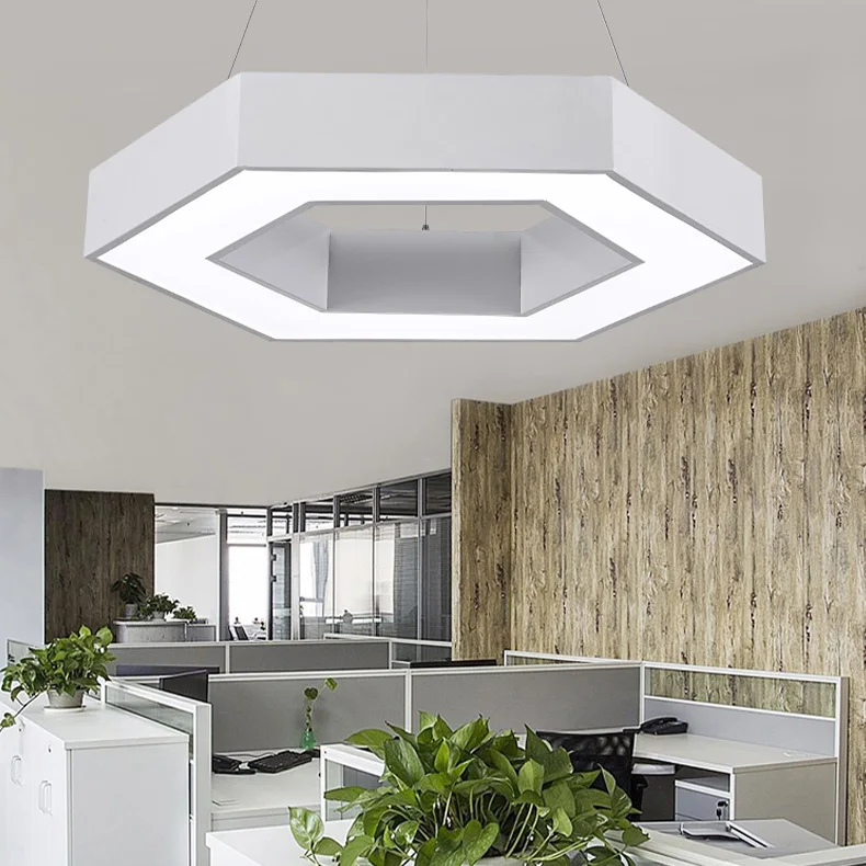 product hexagonal honeycomb pendant light led creative irregular shape office gym mall supermarket lighting fixture-4