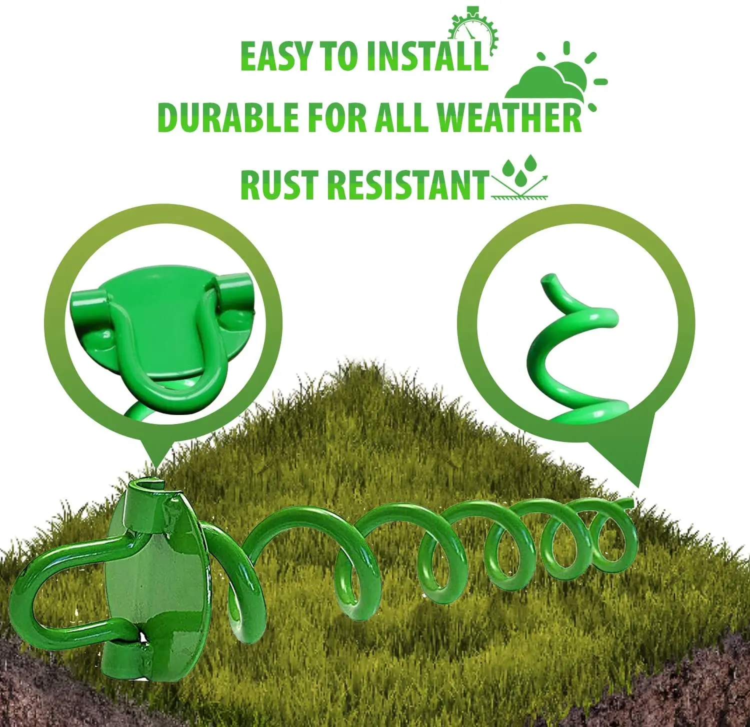 16inch Security Ground Anchor Steel Folding Ring Spiral Outdoor Camping Awning Trip Stakes Tent