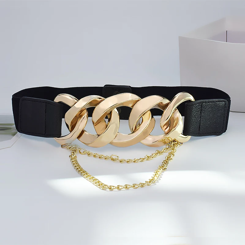 Gold Chain Belt Womens - Fashionable Elastic Corset Belt