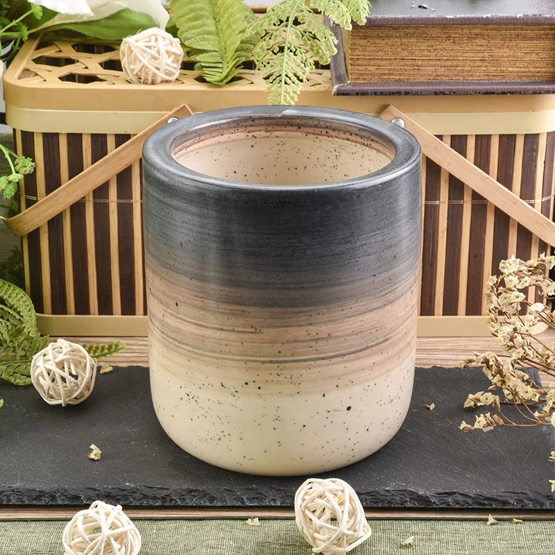 Antique brown glazed ceramic candle jars tea light candle tin holder home decor