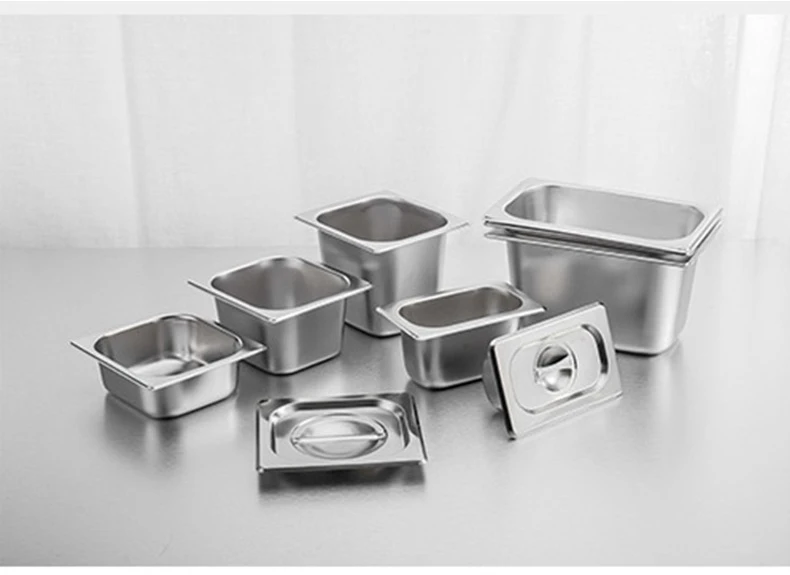 1/6 10cm Depth American Style Stainless Steel Gastronorm Pan Buffet Tray Containers Stainless Steel Buffet Trays Gastronorm Pan