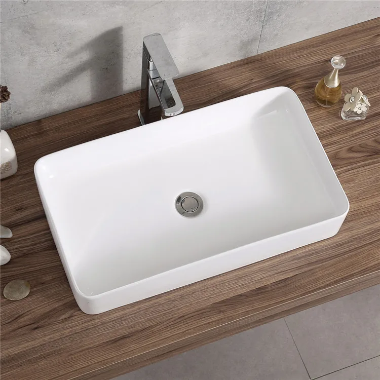 High quality wholesale hotel villa apartment ceramic bathroom vanity counter top rectangular hand wash art basin in chaozhou