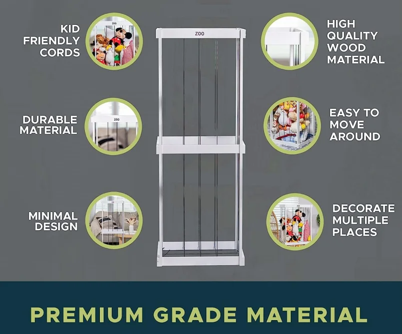 Stuffed Animal Storage Wood Zoo Animals Toy Holder Cage Organizer Ball