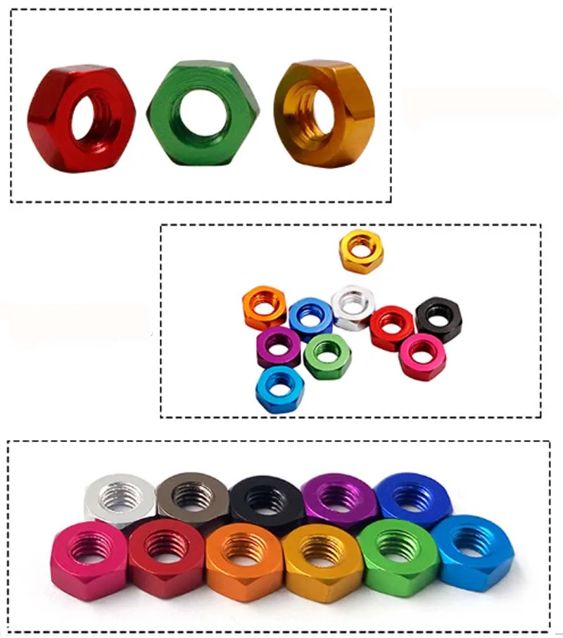 6061 Color Aluminum Alloy Nut Hex Nut Antiloosening Lock Screw Cap