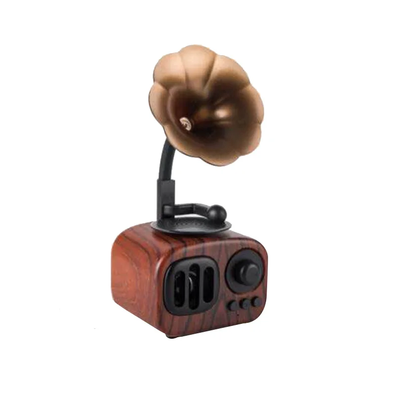 subwoofer, bt speaker Vintage Cabinet Speaker Gramophone Bluetooth Record Player with FM Radio Mini Wireless Boom Box Speaker Walnut Color - ANKUX.COM